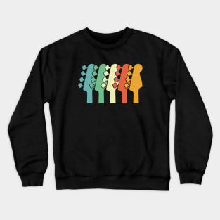 Bass Guitar Headstocks Silhouette Cool Retro Colors Crewneck Sweatshirt